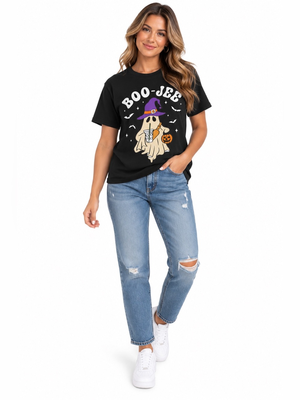 SHEIN Boo-Jee Ghost Witch Halloween Graphic T-Shirt Black XS